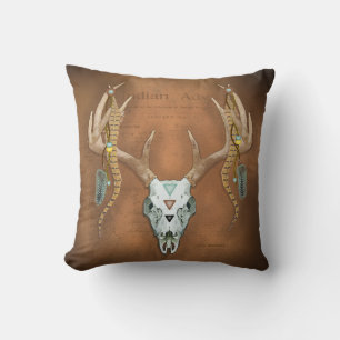 Coussin Antlers du crâne de cerfs Vintages Amérindiens