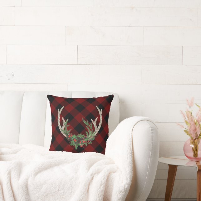 Coussin Antlers Russes Boho Deer | Floral de Noël (Canapé)