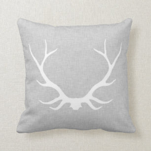 Coussin Antlers sur lin gris