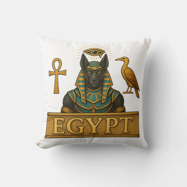 Coussin Anubis & Thoth | Egyptian Symbols - Throw Pillow (Recto)
