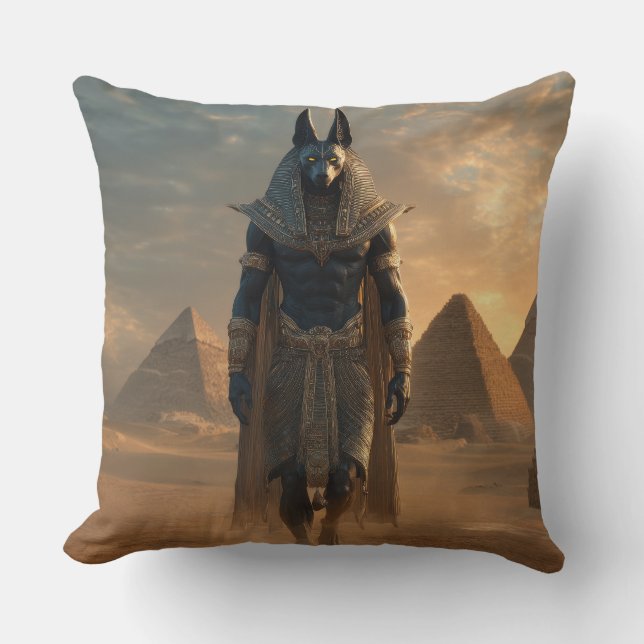 Coussin Anubis Throw pillow – Egyptian Mythology Wall Art (Recto)