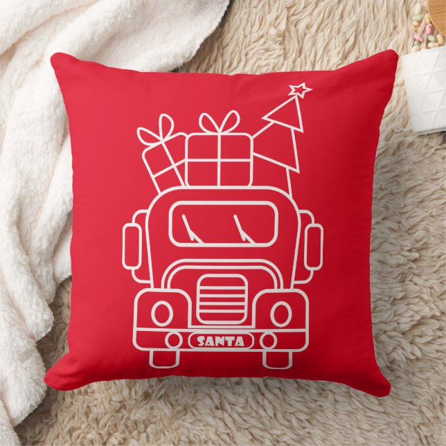 Coussin Aperçu camion de Noël Père Noël voiture vue avant (Couverture)