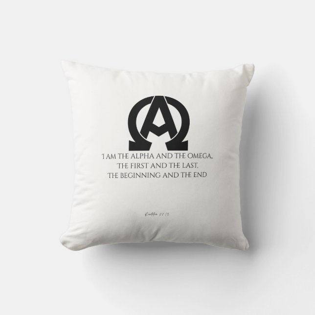 Coussin Apocalypse 22:13: "Je suis l'Alpha et l'Oméga" (Recto)