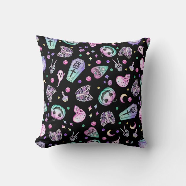 Coussin Apothicaire gothique pastel et cimetière d'Hallowe (Recto)