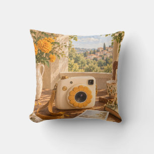 Coussin Appareil Photo Fleur de Souci Terrasse Ensoleillée