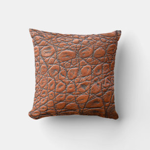 Coussin apparence fausse en cuir de crocodile