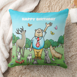 Coussin Appel à tous les animaux de fête Anniversaire