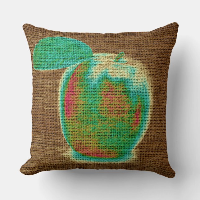 Coussin Apple Fine Art sur Burlap Linen Jute #4 (Recto)