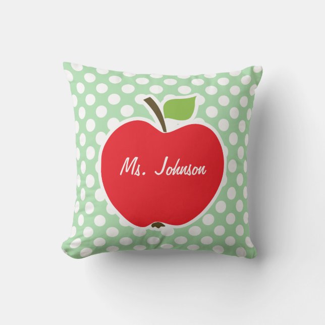Coussin Apple sur Celadon Green Pois (Recto)
