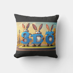 Coussin Apprendre le nombre trois avec des lapins