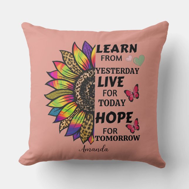 Coussin Apprendre Moderne À Partir Des Citations Hier Nom  (Recto)