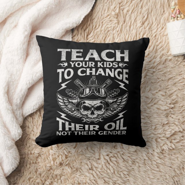 Coussin Apprenez à vos enfants à changer leur huile de man (Couverture)
