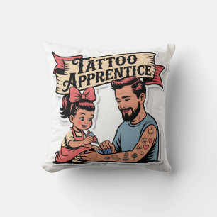 Coussin Apprentice de tatouage - Joli dessin papa & fille