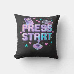 Coussin Appuyez sur Start Y2K Arcade de jeu rétro Chrome 9