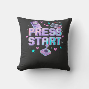 Coussin Appuyez sur Start Y2K Rétro Gaming Arcade Chrome 9