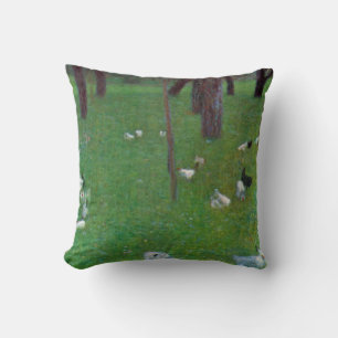Coussin Après la pluie, poules de jardin par Gustav Klimt
