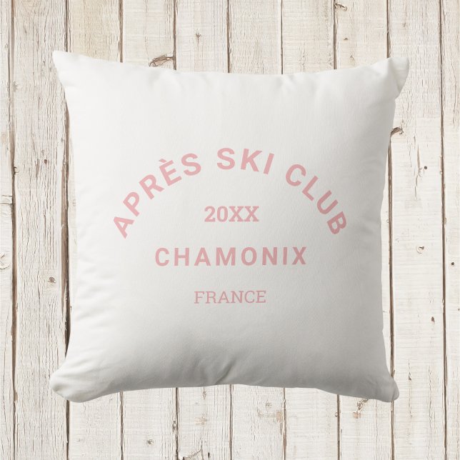 Coussin Après Ski Club Icy Pink Ski Resort Crest (Créateur téléchargé)