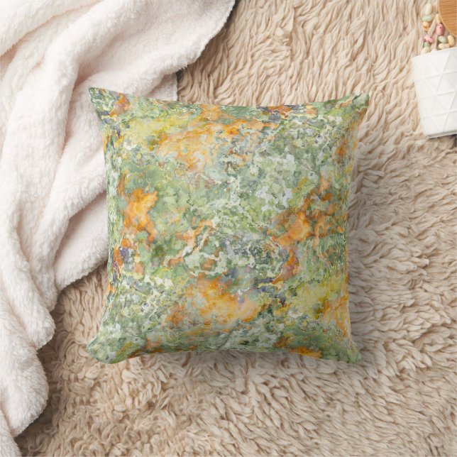 Coussin Apricot et Moss vert étincelant d'aquarelle transp (Couverture)