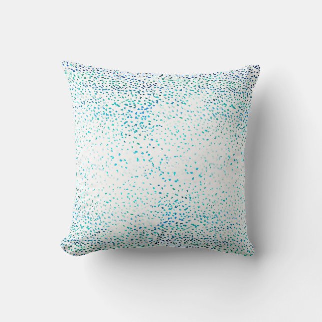 Coussin Aqua bleu aquarelle ombre points motif (Recto)