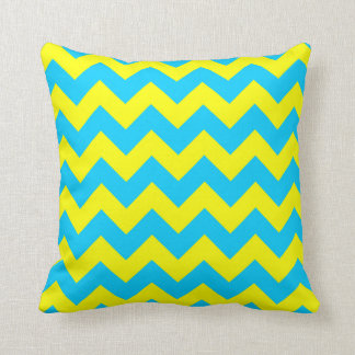 Coussin Aqua bleu et jaune Zigzag