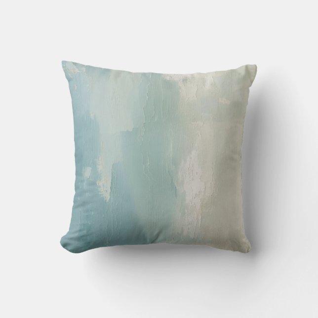 Coussin Aqua Bleu Mer Vert Sarcelle Beige Aquarelle 40cm (Recto)
