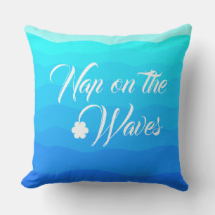 Coussin aqua bleu tropical d'été aquarelle artistique