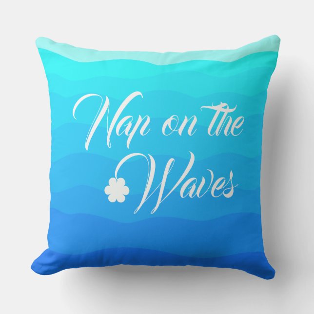 Coussin aqua bleu tropical d'été aquarelle artistique (Recto)