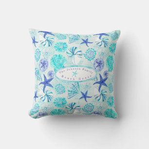 Coussin Aqua-bleu-turquoise couleur d'aquarelle mixte