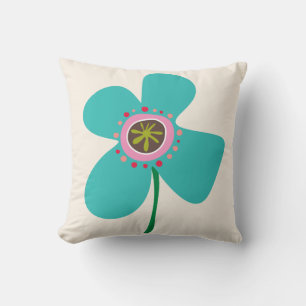 Coussin Aqua Blue Daisy Pop mignonne Fleurs été Motif
