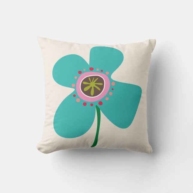 Coussin Aqua Blue Daisy Pop mignonne Fleurs été Motif (Recto)