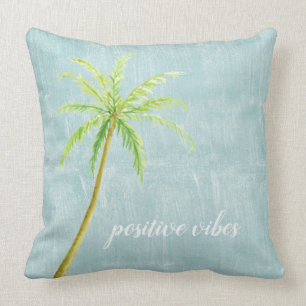 Coussin Aqua Blue Ocean White Shore Palm Tree
