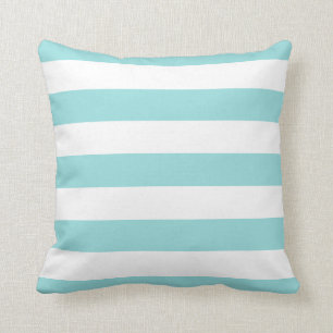 Coussin Aqua et blanc de Shell de ventouse barrés