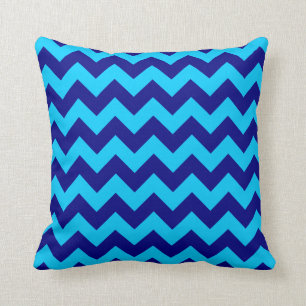 Coussin Aqua et bleu marine zigzag