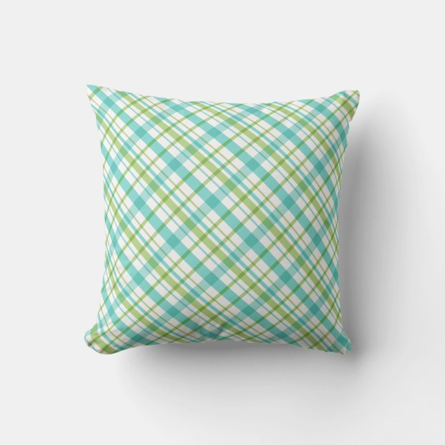 Coussin Aqua et le Motif vert prélevé (Recto)