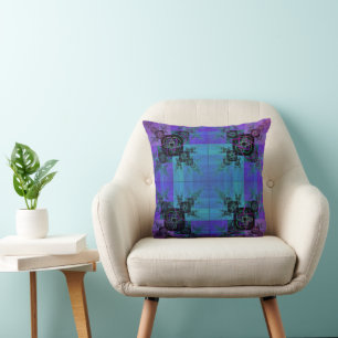 Coussin Aqua et Lilac Joie fractale Jeu d'oreiller