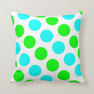Coussin Aqua et Lime Pois Blanc