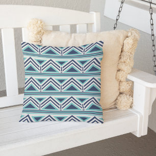Coussin Aqua et marine moderne Aztec Motif extérieur