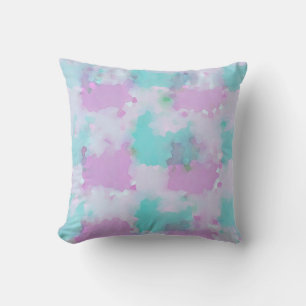 Coussin Aqua et Pink Watercolor Splash Art