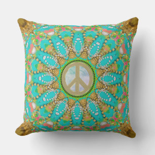 Coussin Aqua Gold Super Glam Peace Mandala