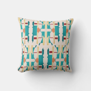 Coussin Aqua Jaune Rouge Beige Sud-Ouest Look Grande Mosaï