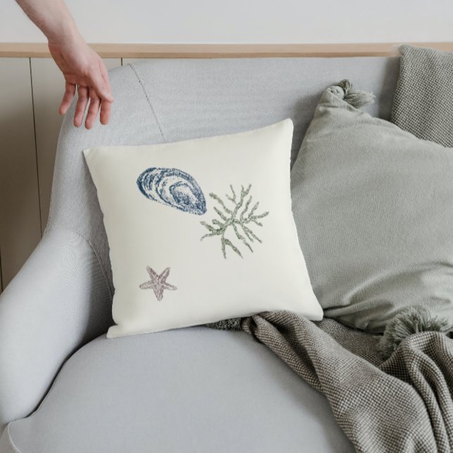 Coussin Aqua marine marine nautique mer antique vie marine (Créateur téléchargé)