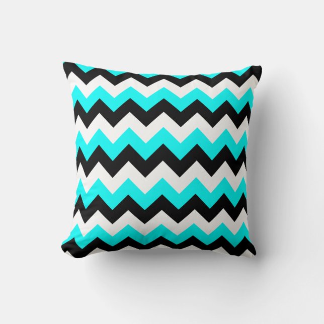 Coussin Aqua noir et blanc Zigzag (Recto)