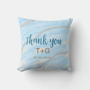 Coussin Aqua or merci ajouter nom du couple date année tex