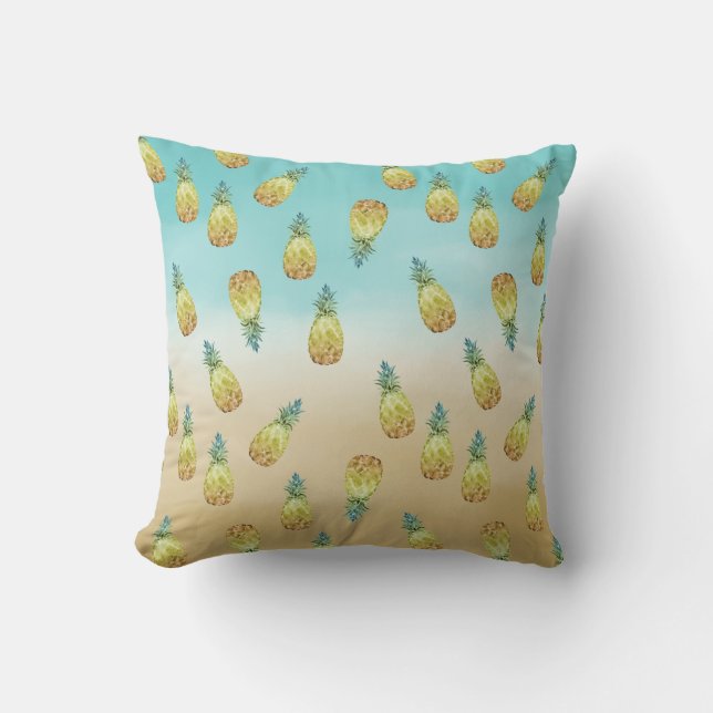 Coussin Aqua or tropical aquarelle ombre ananas (Recto)
