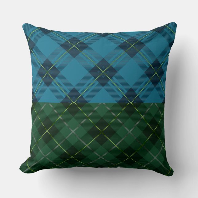 Coussin Aqua/Plaid Vert/Coussin Aqua réversible (Recto)
