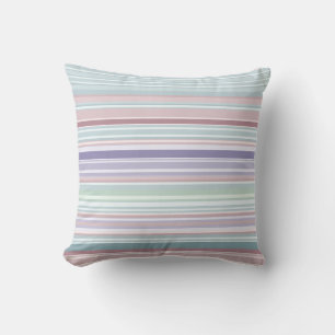 Coussin Aqua, rose et rayures lavande