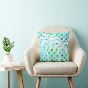 Coussin Aqua Turquoise Blue Lime Green Motif À petits pois