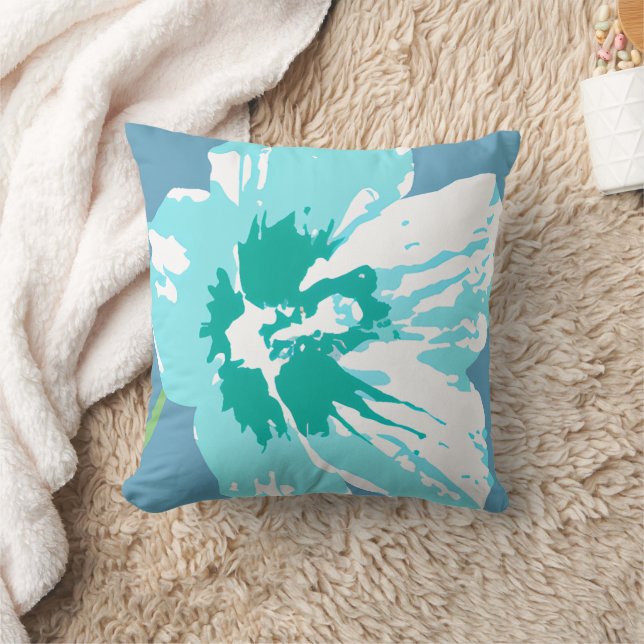 Coussin Aqua Turquoise en fleur (Couverture)
