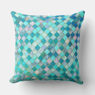 Coussin Aqua Turquoise Gold Oriental Marocain Carrelage mo