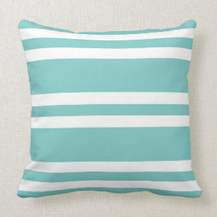 Coussin Aqua Vert et blanc rayé